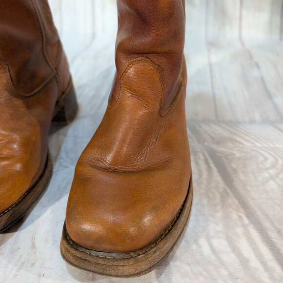 Vintage Double H Boots Brown Leather Campus Style Women - Picture 2 of 15